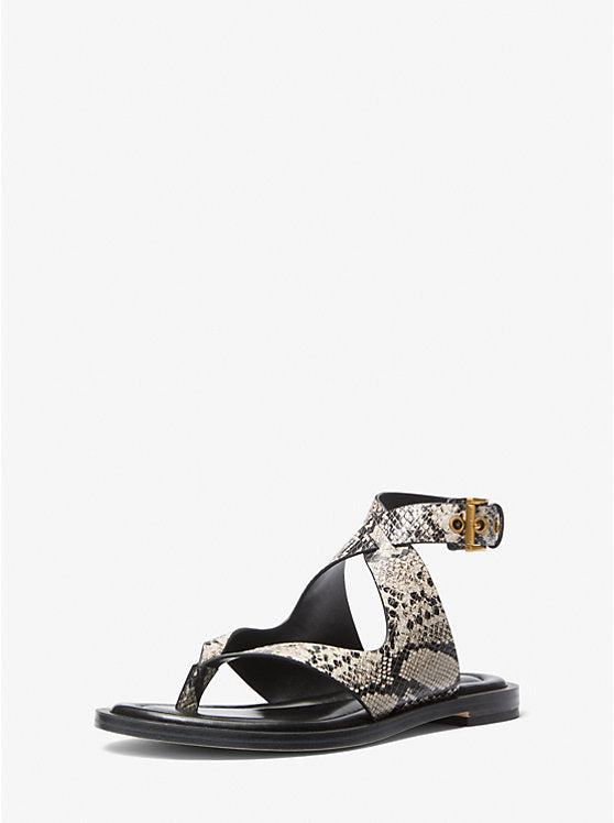 Irene Snake Embossed Leather Wrap Sandal