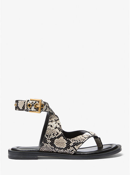 Irene Snake Embossed Leather Wrap Sandal