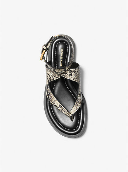 Irene Snake Embossed Leather Wrap Sandal