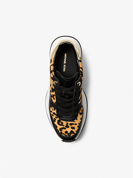 Arla Leopard Print Calf Hair and Leather Trainer
