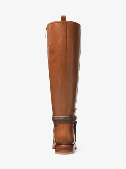 Mindy Leather and Signature Logo Trim Wide Calf Boot