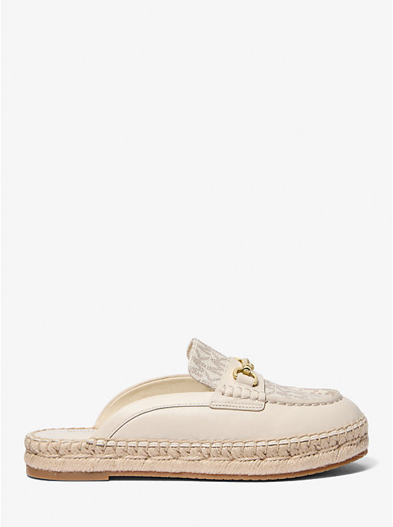 Carson Leather and Signature Logo Espadrille Mule
