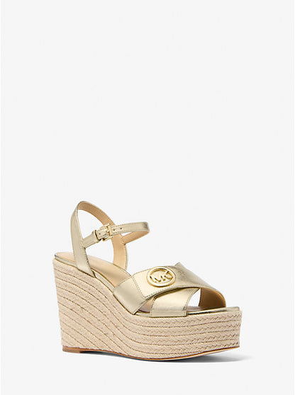 Hannah Metallic Nylon Blend Wedge Sandal
