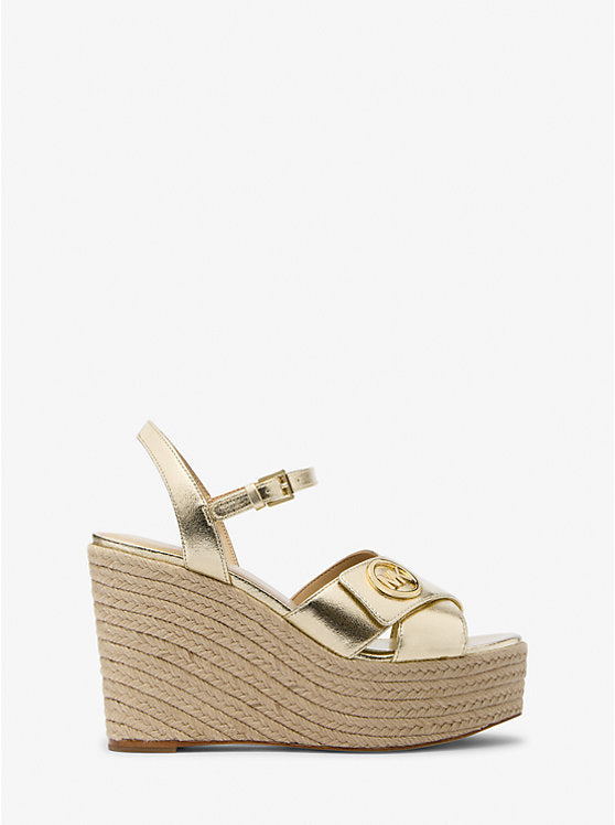 Hannah Metallic Nylon Blend Wedge Sandal