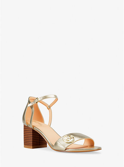 Hannah Metallic Block Heel Sandal
