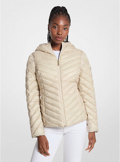 Chevron Logo Print Quilted Nylon Reversible  Jacket