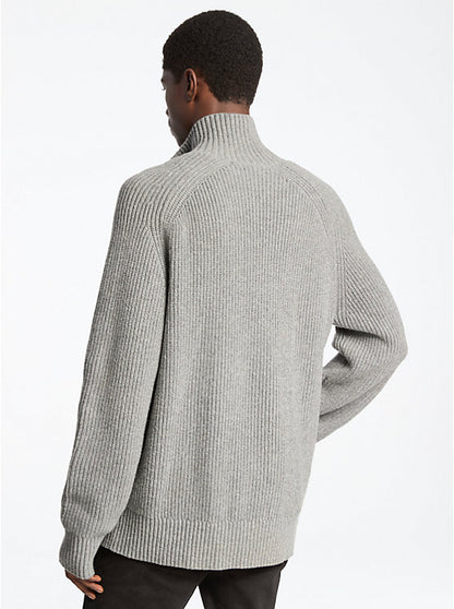 Wool Blend Zip-Up Sweater