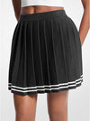 Pleated Cotton Blend Skirt
