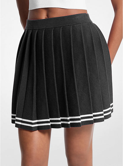 Pleated Cotton Blend Skirt