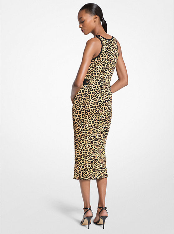 Leopard Print Stretch Viscose Midi Tank Dress