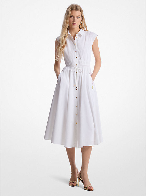 Stretch Cotton Poplin Midi Dress