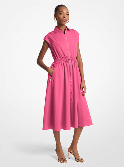 Stretch Cotton Poplin Midi Dress