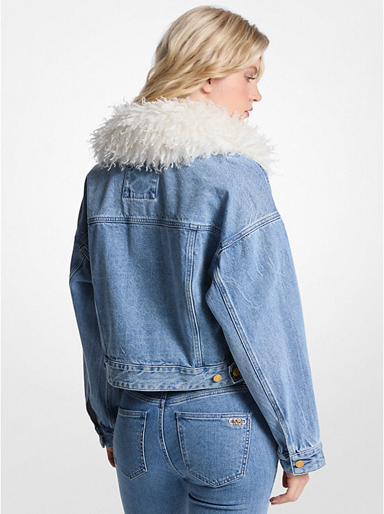 Faux Fur Collar Denim Jacket