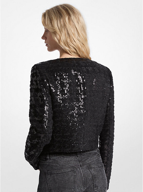 Sequined Tweed Cropped Jacket
