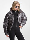 Metallic Nylon Ciré Puffer Jacket