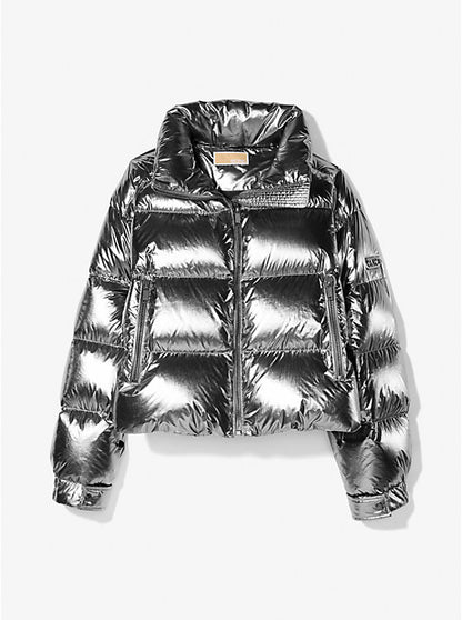 Metallic Nylon Ciré Puffer Jacket