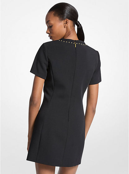 Studded Stretch Crepe Shift Dress