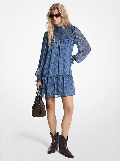 Metallic Paisley Print Georgette Dress