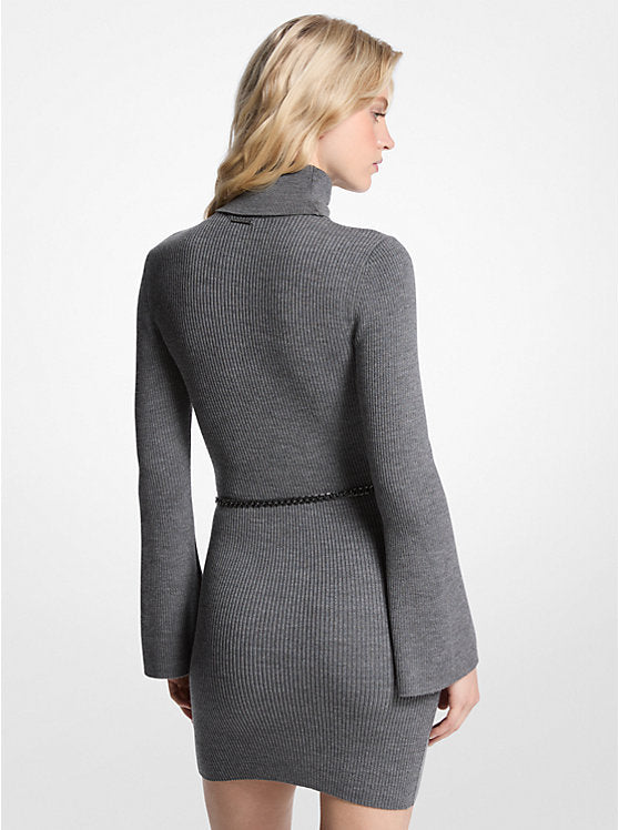 Wool Blend Belted Mini Dress