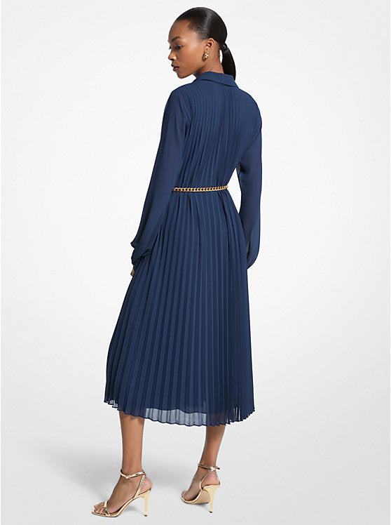 Pleated Georgette Shirtdress