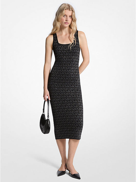 Metallic Logo Jacquard Midi Dress