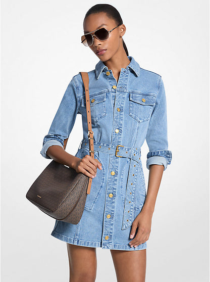 Denim Belted Mini Dress