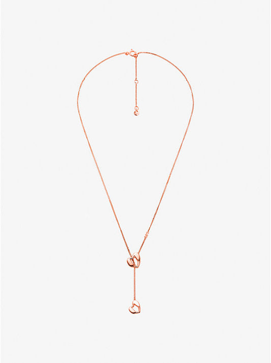 Precious-Metal Plated Sterling Silver Heart Chain Lariat Necklace