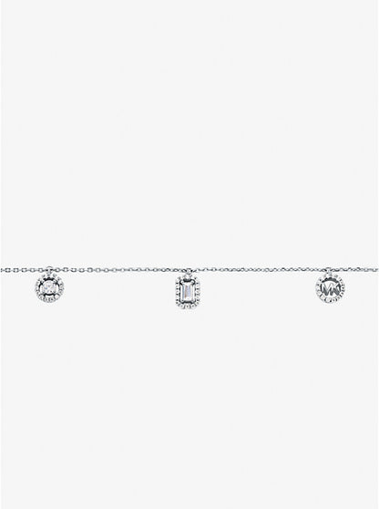Precious Metal-Plated Sterling Silver Pavé Mixed Charms Necklace