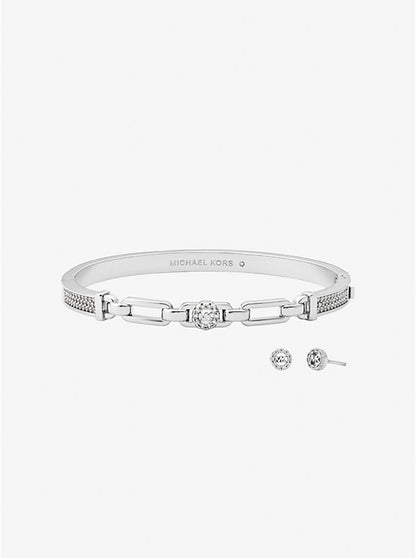 Pavé Logo Bangle and Stud Earrings Gift Set