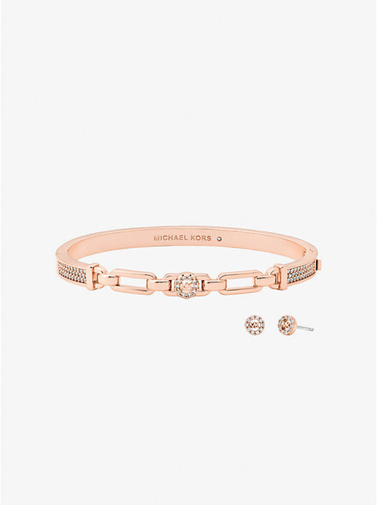 Pavé Logo Bangle and Stud Earrings Gift Set