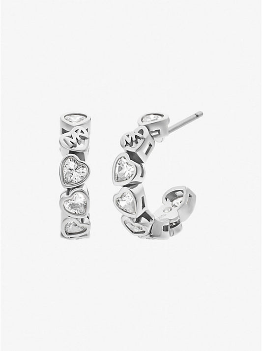 Cubic Zirconia Hearts Hoop Earrings