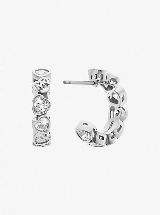 Cubic Zirconia Hearts Hoop Earrings