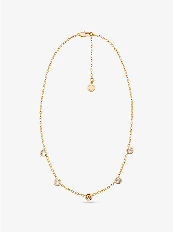 Logo Bezeled Pavé Necklace