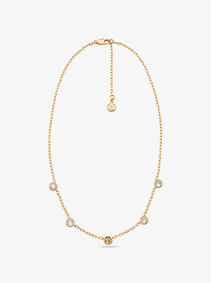 Logo Bezeled Pavé Necklace