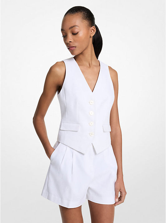 Pleated Linen and Cotton Shorts