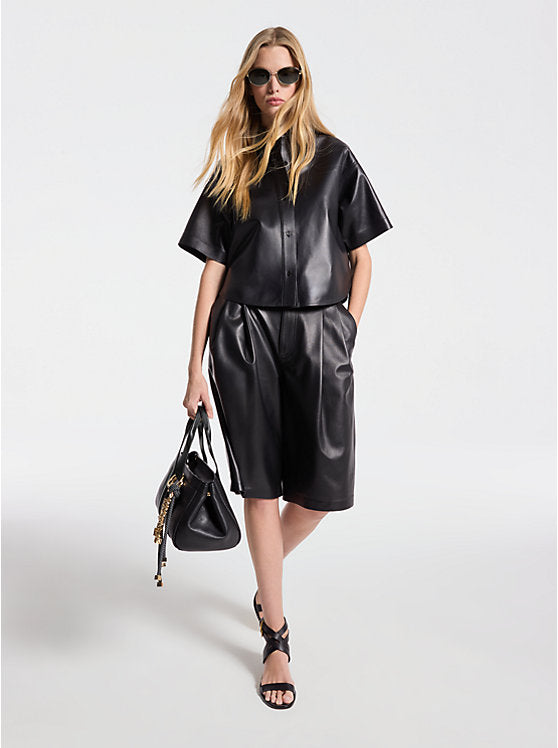 Cropped Leather Shirt