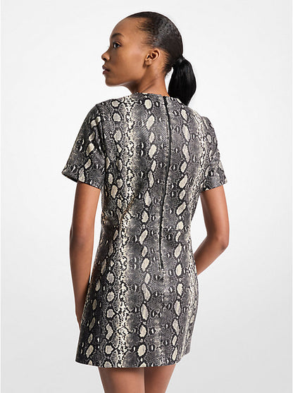 Snake Embossed Leather Mini Dress