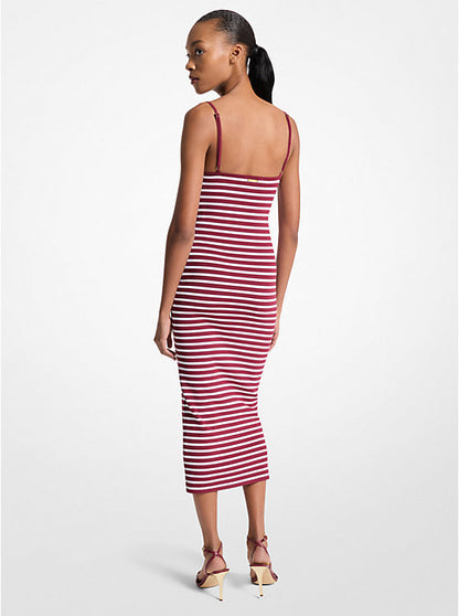 Striped Stretch Viscose Blend Midi Dress