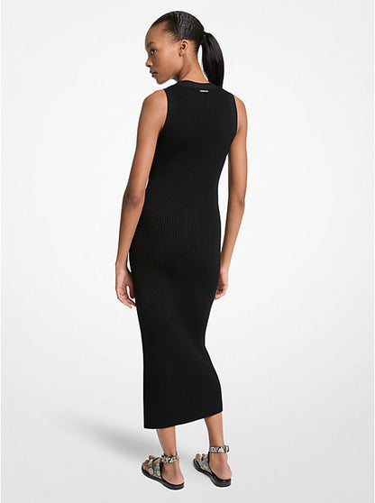 Ribbed Stretch Viscose Midi Dress