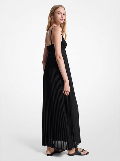 Pleated Georgette Maxi Dress
