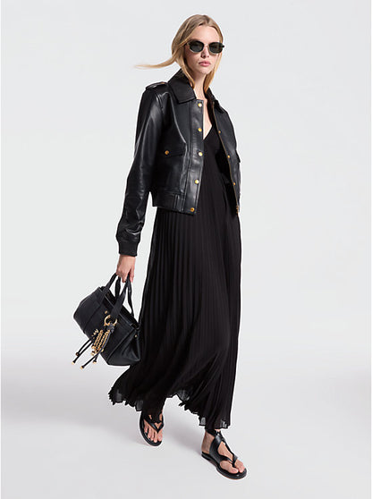 Pleated Georgette Maxi Dress