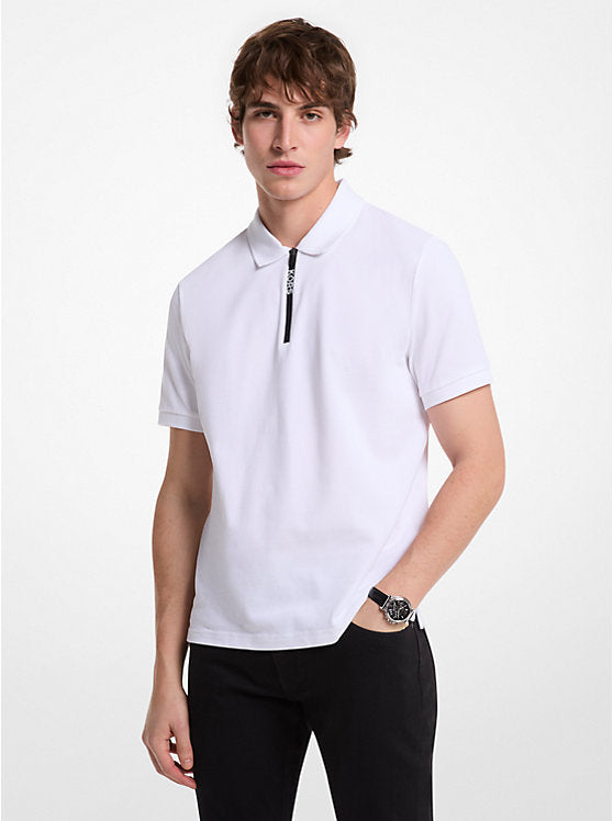 Cotton Zip-Up Polo Shirt