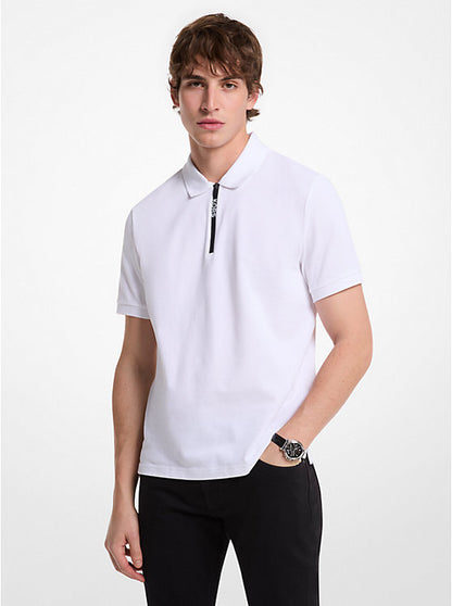 Cotton Zip-Up Polo Shirt