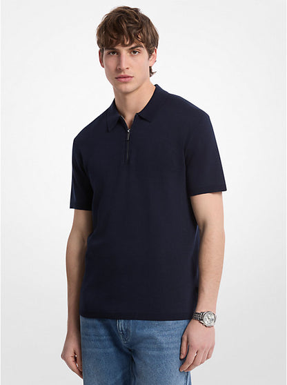 Cotton Zip-Up Polo Shirt
