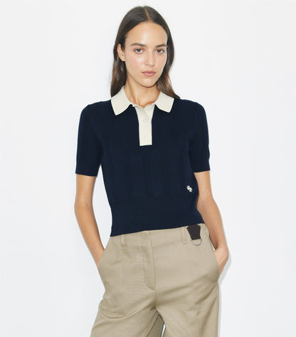 Cotton Pointelle Polo