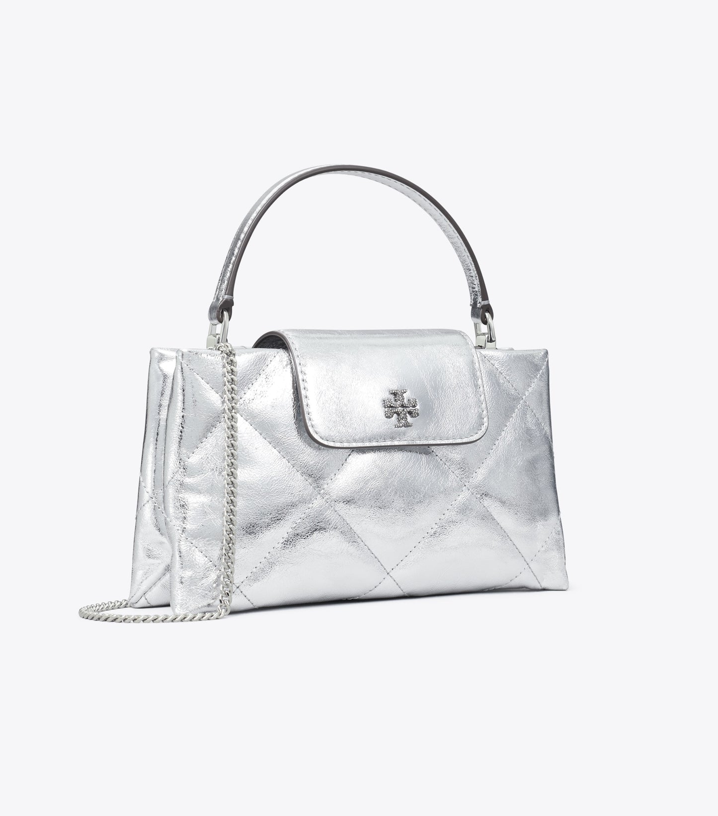 Kira Diamond Quilt Metallic Top-Handle Bag