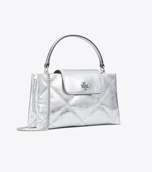 Kira Diamond Quilt Metallic Top-Handle Bag