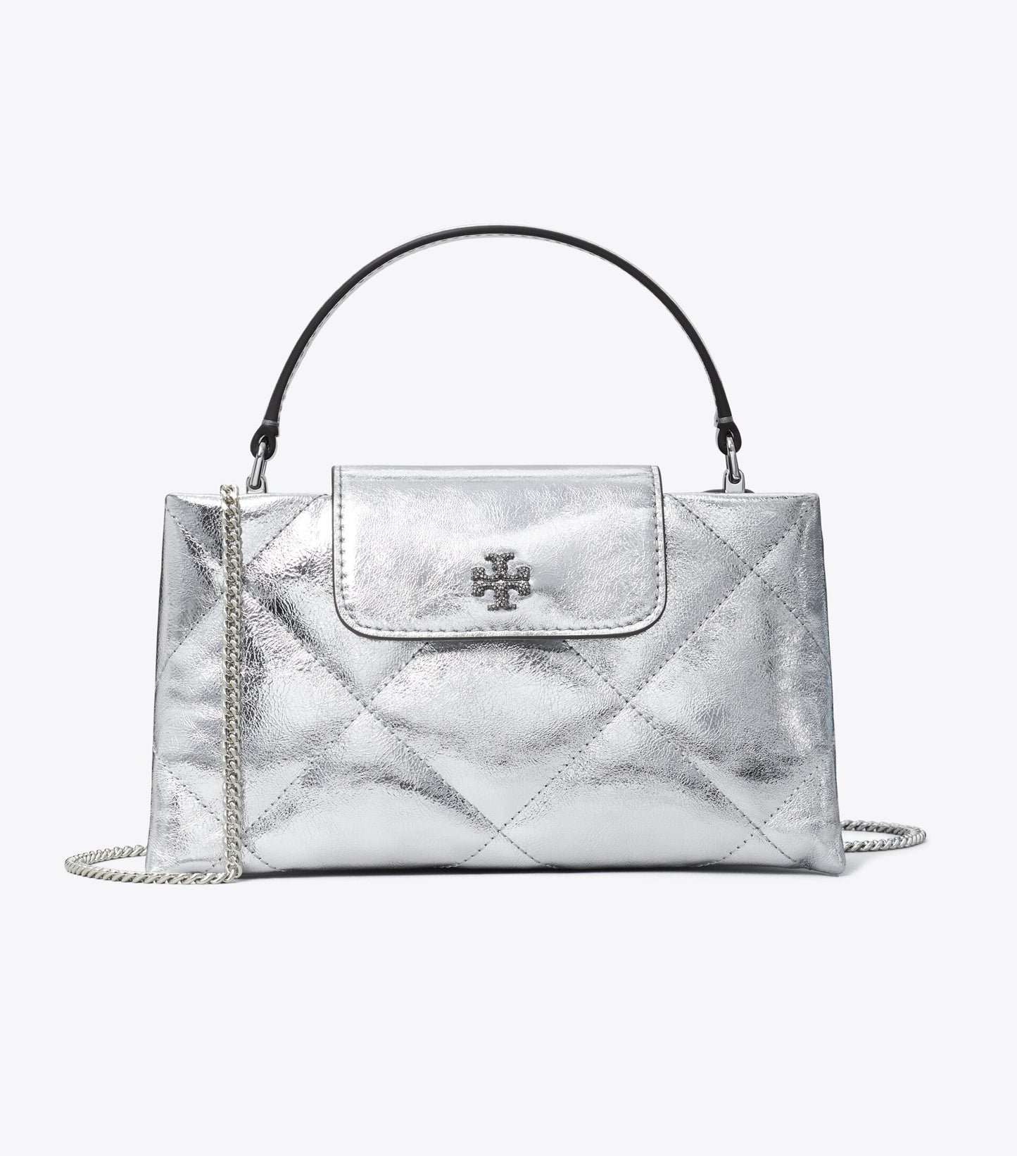 Kira Diamond Quilt Metallic Top-Handle Bag
