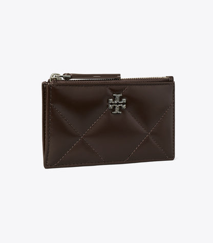 Kira Diamond Quilt Pavé Zip Card Case