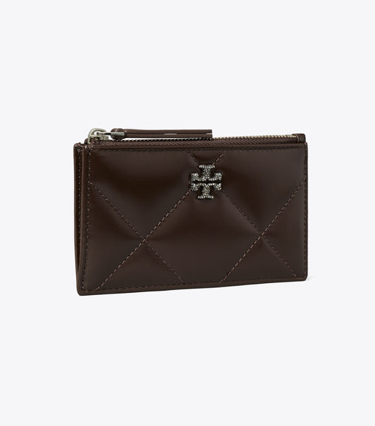 Kira Diamond Quilt Pavé Zip Card Case
